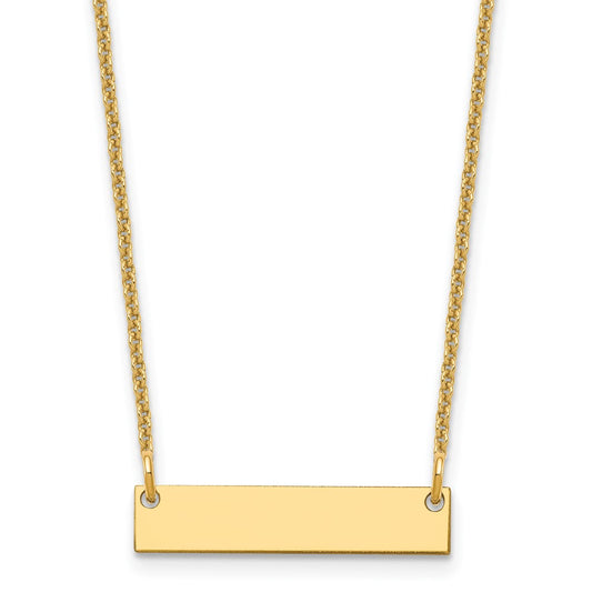 10K Yellow Gold Small Polished Blank Bar Necklace