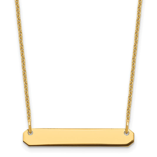 10K Yellow Gold Small Polished Blank Bar Necklace