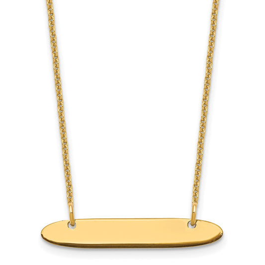 10K Yellow Gold Small Polished Oblong Blank Bar Necklace