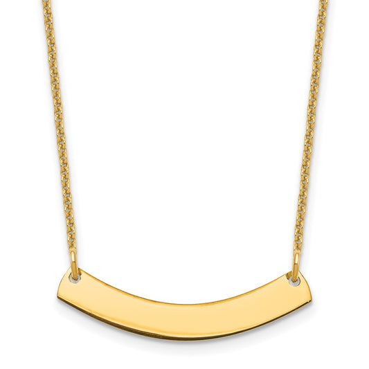 10K Yellow Gold Small Polished Curved Blank Bar Necklace