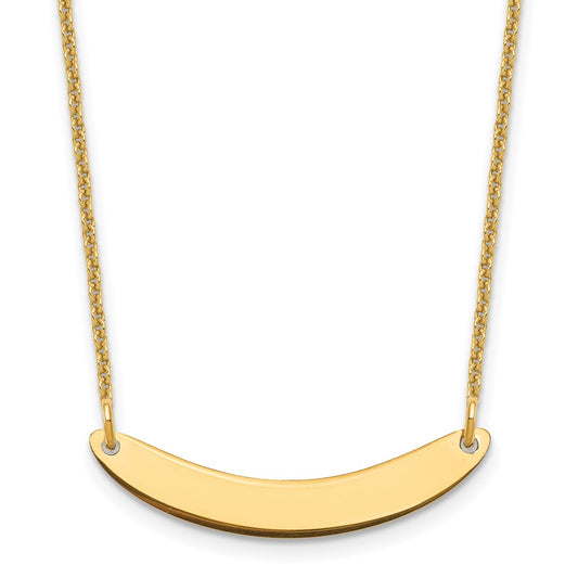 10K Yellow Gold Small Polished Curved Blank Bar Necklace