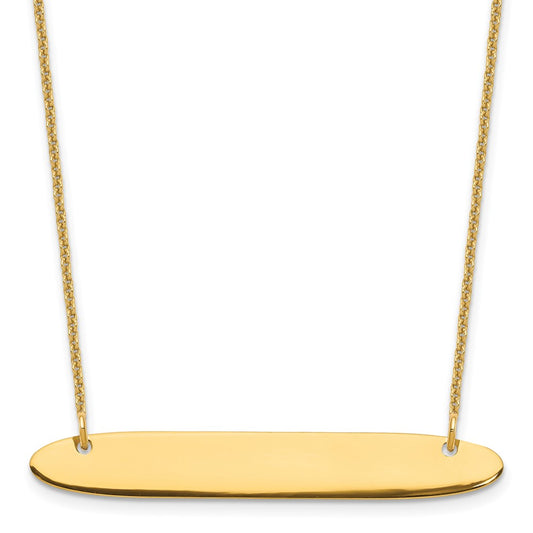 10K Yellow Gold Medium Polished Oblong Blank Bar Necklace