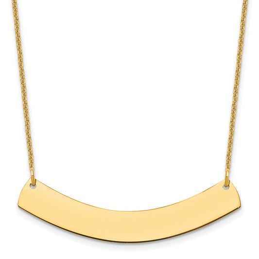 10K Yellow Gold Medium Polished Curved Blank Bar Necklace