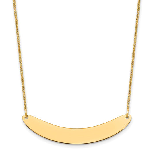 10K Yellow Gold Medium Polished Curved Blank Bar Necklace