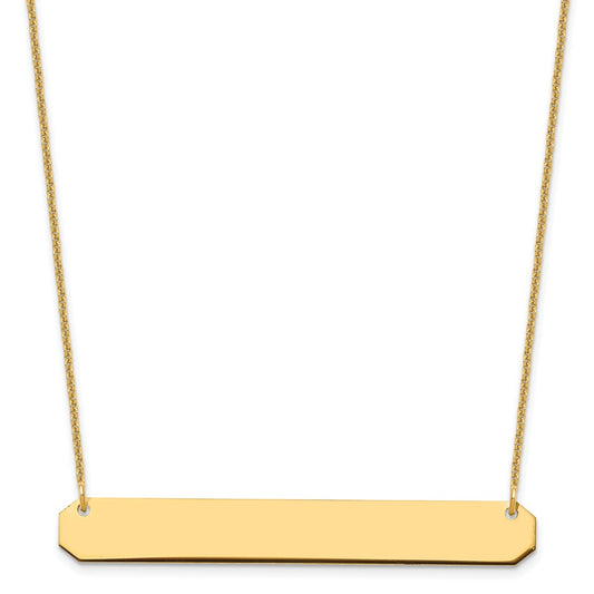 10K Yellow Gold Large Polished Blank Bar Necklace