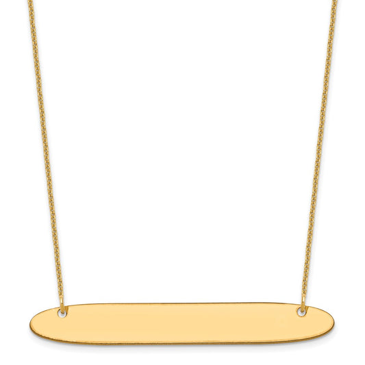 10K Yellow Gold Large Polished Oblong Blank Bar Necklace