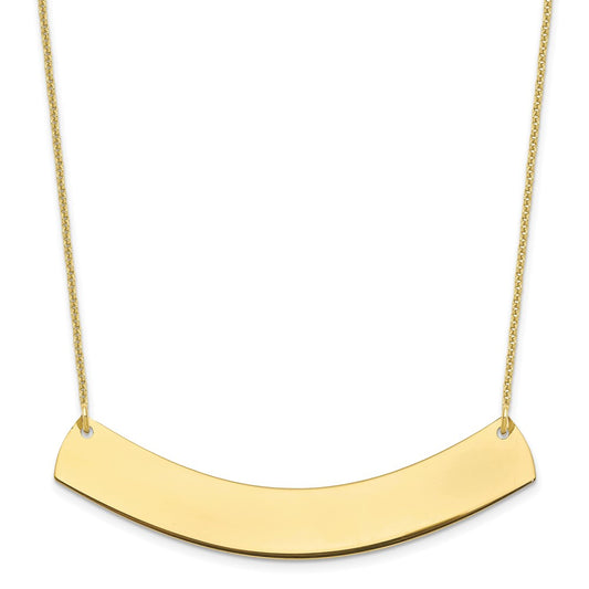 10K Yellow Gold Large Polished Curved Blank Bar Necklace
