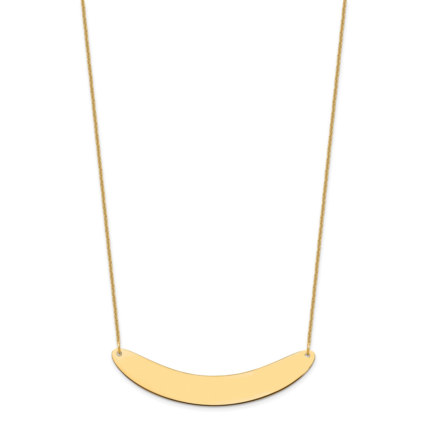 10K Yellow Gold Large Polished Curved Blank bar Necklace