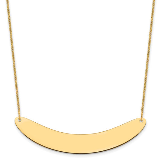 10K Yellow Gold Large Polished Curved Blank bar Necklace