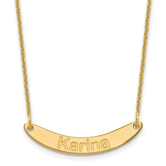 10K Yellow Gold Small Polished Curved Arial Rounded Bar Necklace