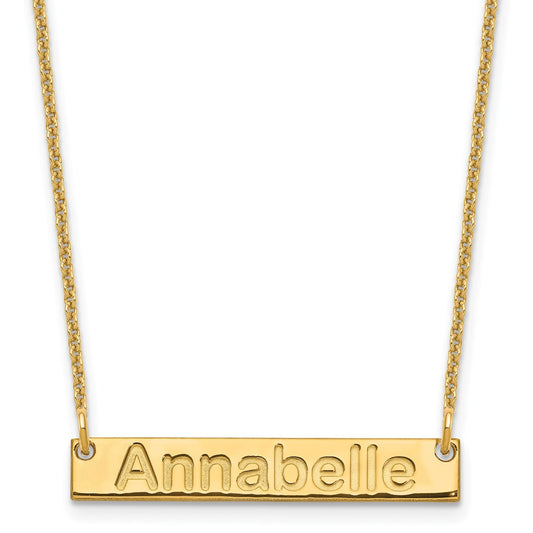 10K Yellow Gold Small Polished Arial Rounded Bar Necklace