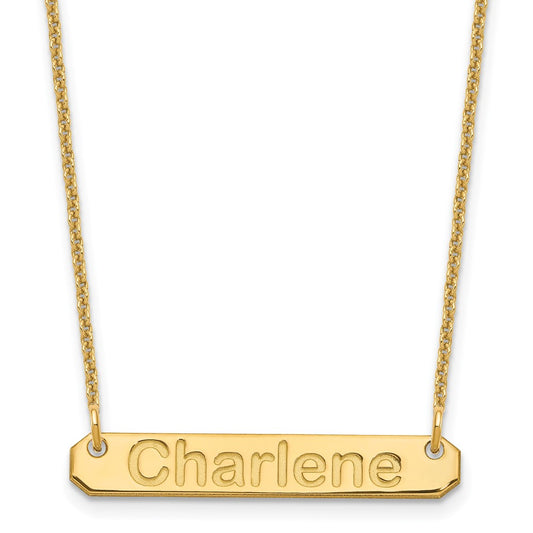 10K Yellow Gold Small Polished Arial Rounded Bar Necklace