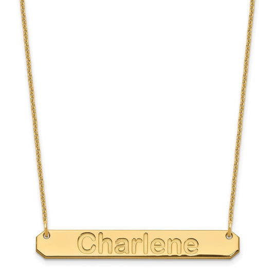 10K Yellow Gold Medium Polished Arial Rounded Bar Necklace