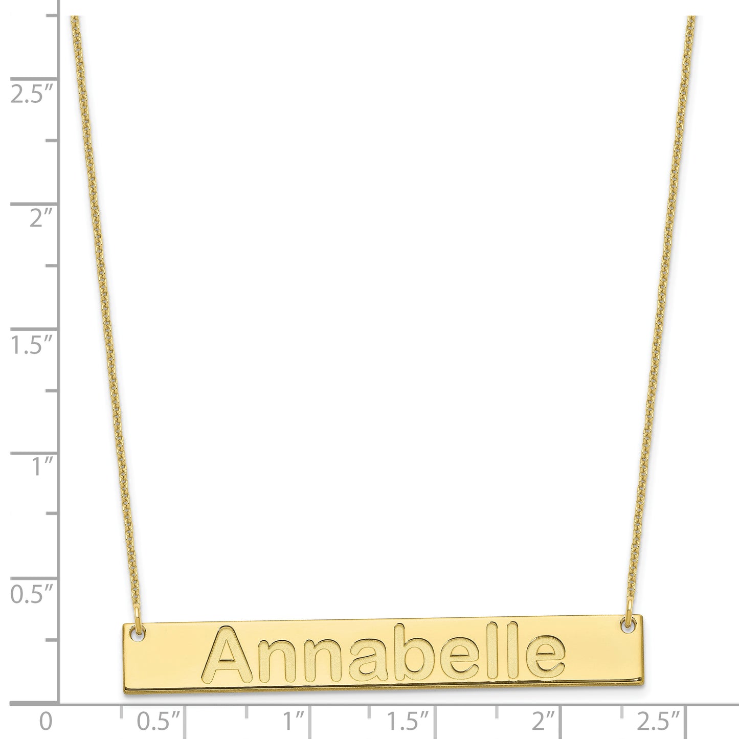10K Yellow Gold Large Polished Arial Rounded Bar Necklace
