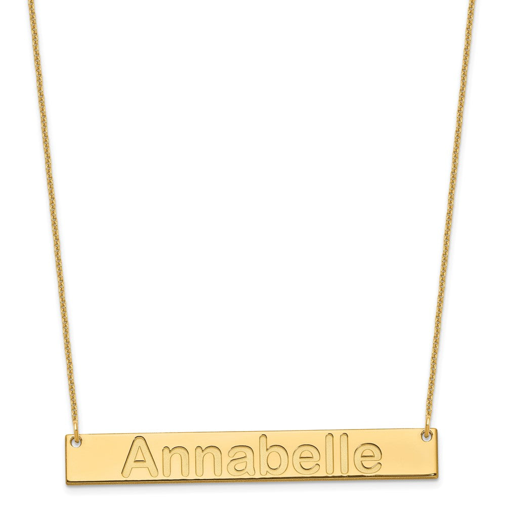 10K Yellow Gold Large Polished Arial Rounded Bar Necklace