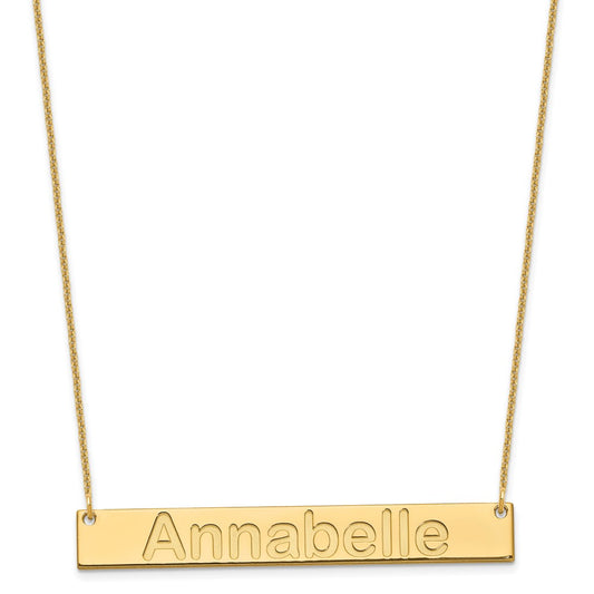 10K Yellow Gold Large Polished Arial Rounded Bar Necklace