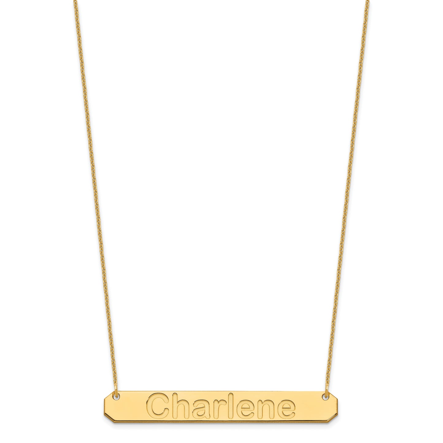 10K Yellow Gold Large Polished Arial Rounded Bar Necklace