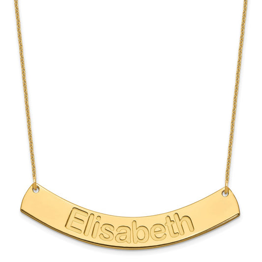 10K Yellow Gold Large Polished Curved Arial Rounded Bar Necklace
