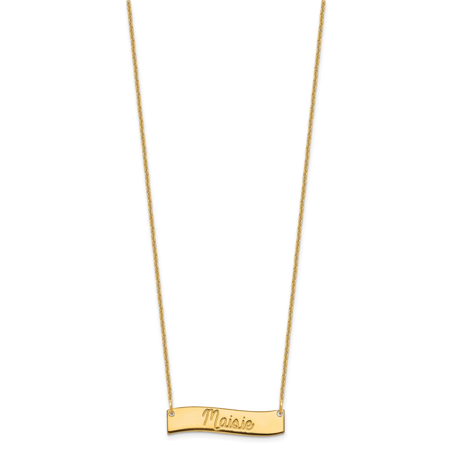 10K Yellow Gold Small Polished Curved Bar Necklace