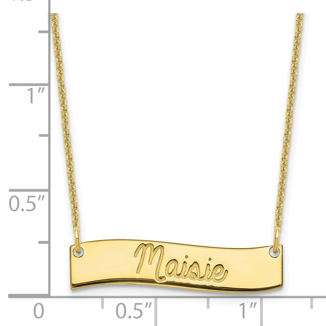 10K Yellow Gold Small Polished Curved Bar Necklace