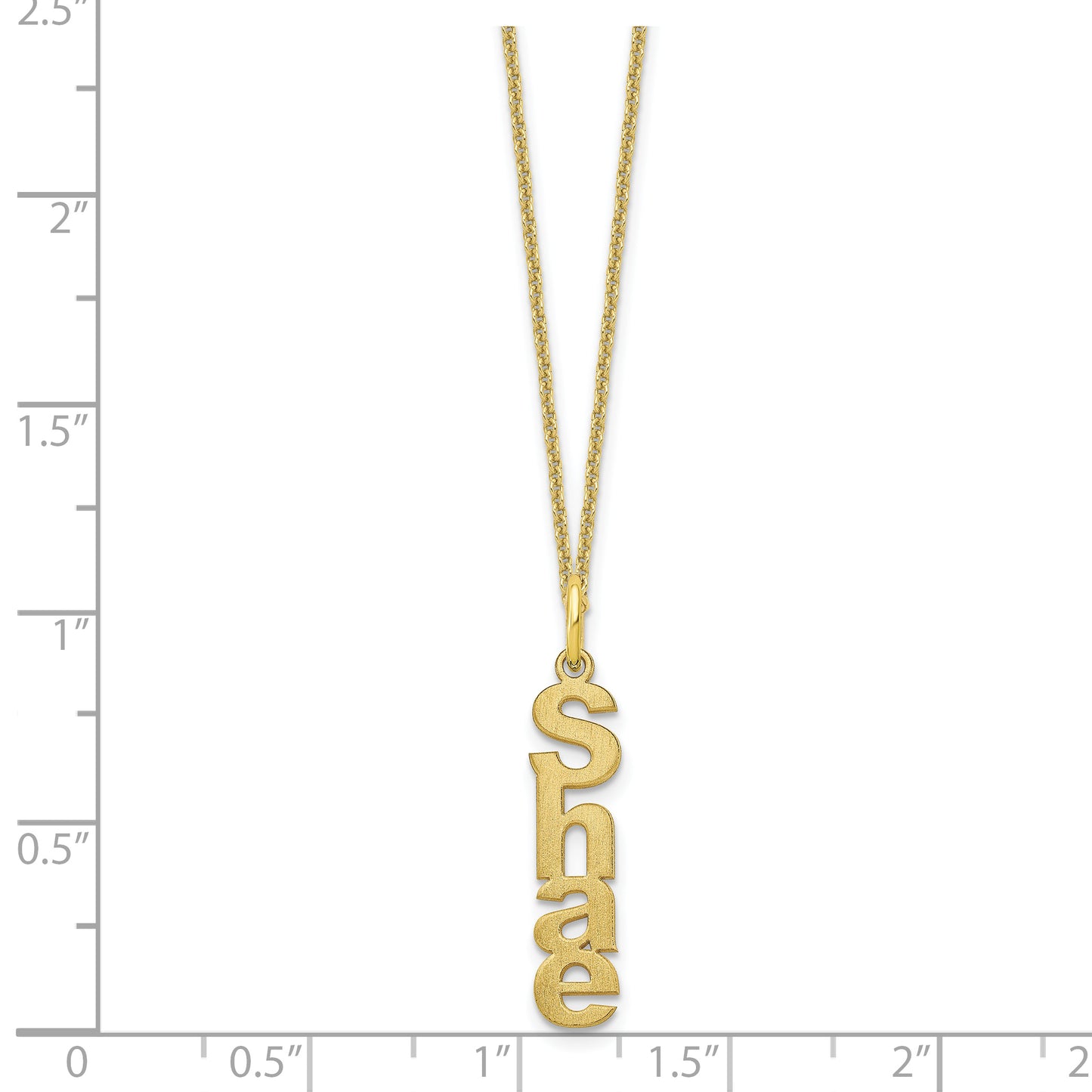10K Yellow Gold Brushed Vertical 1 Name Charm Necklace
