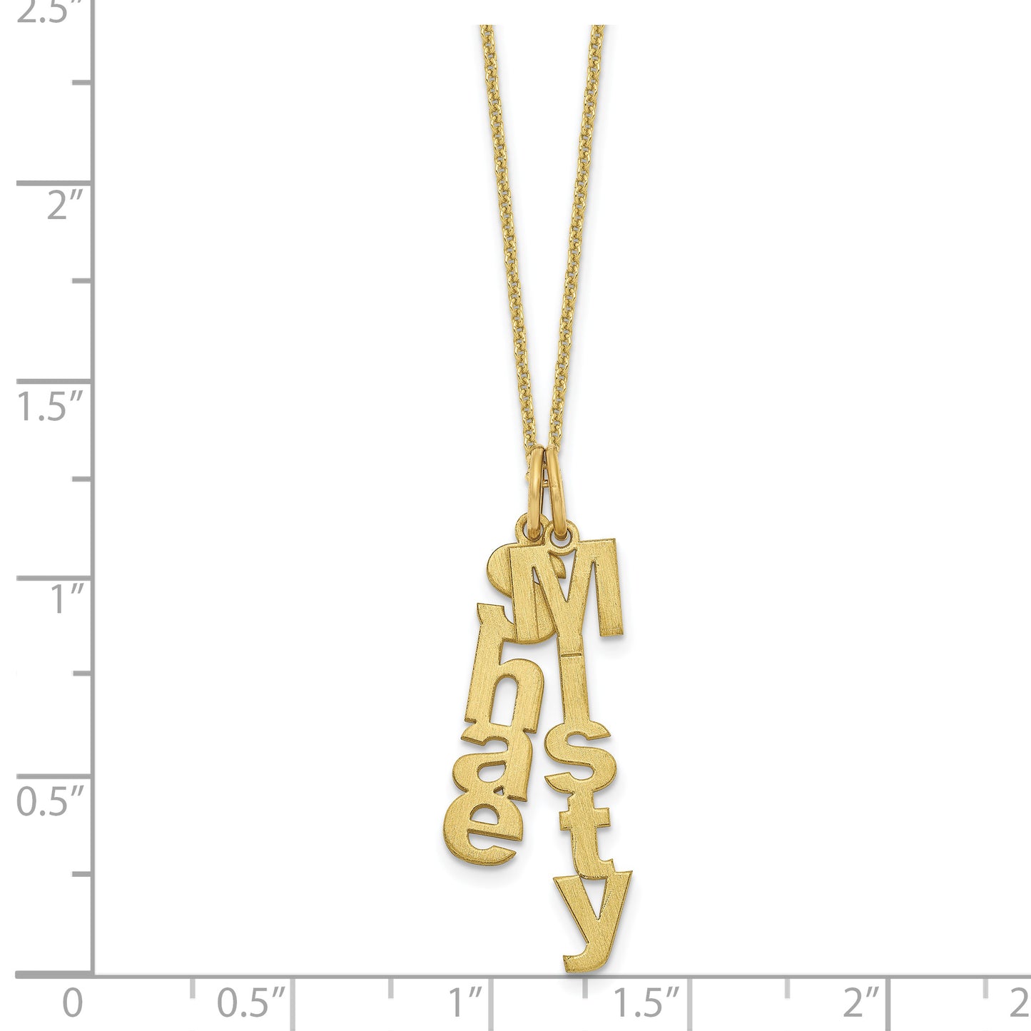 10K Yellow Gold Brushed Vertical 2 Name Charm Necklace