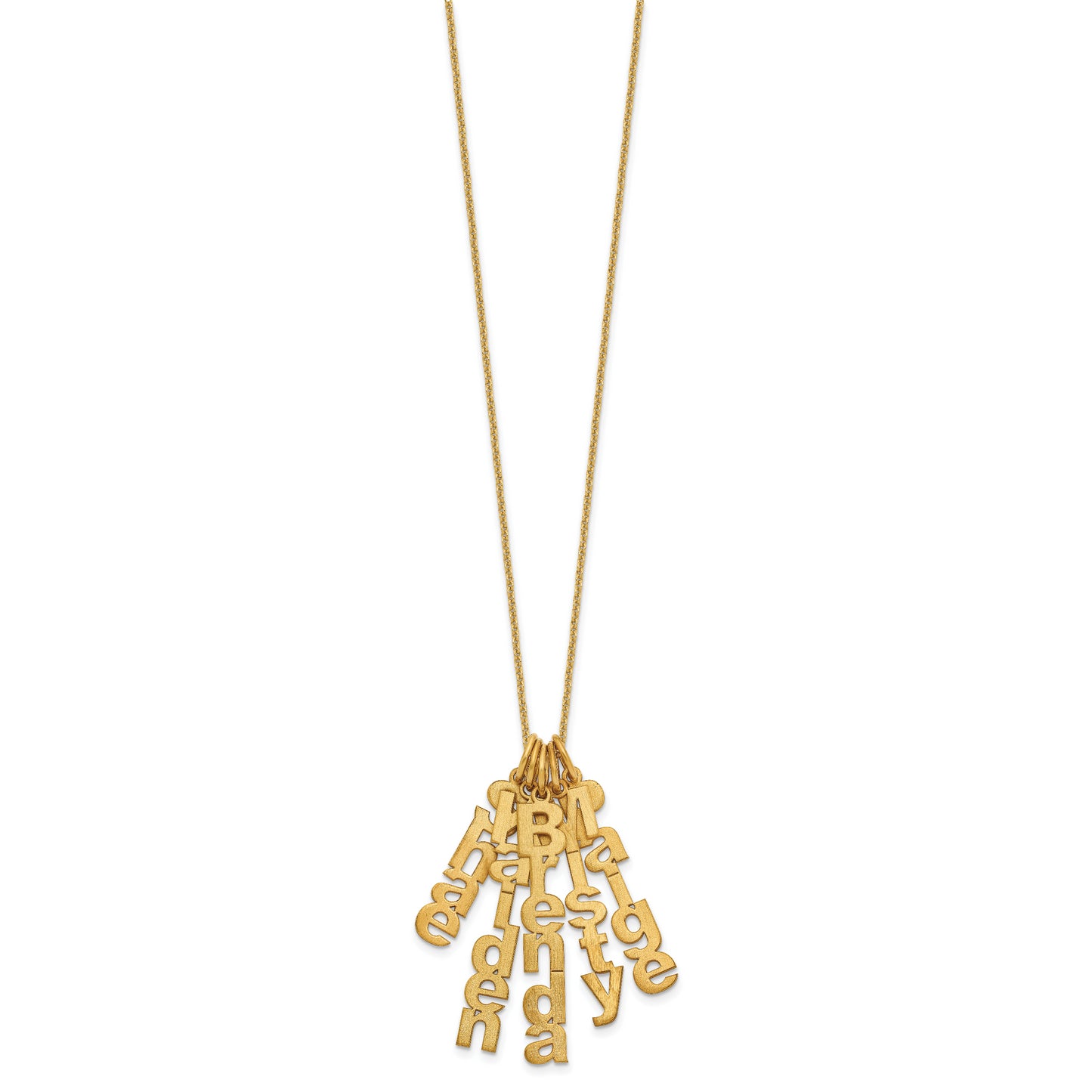 10K Yellow Gold Brushed Vertical 5 Name Charm Necklace