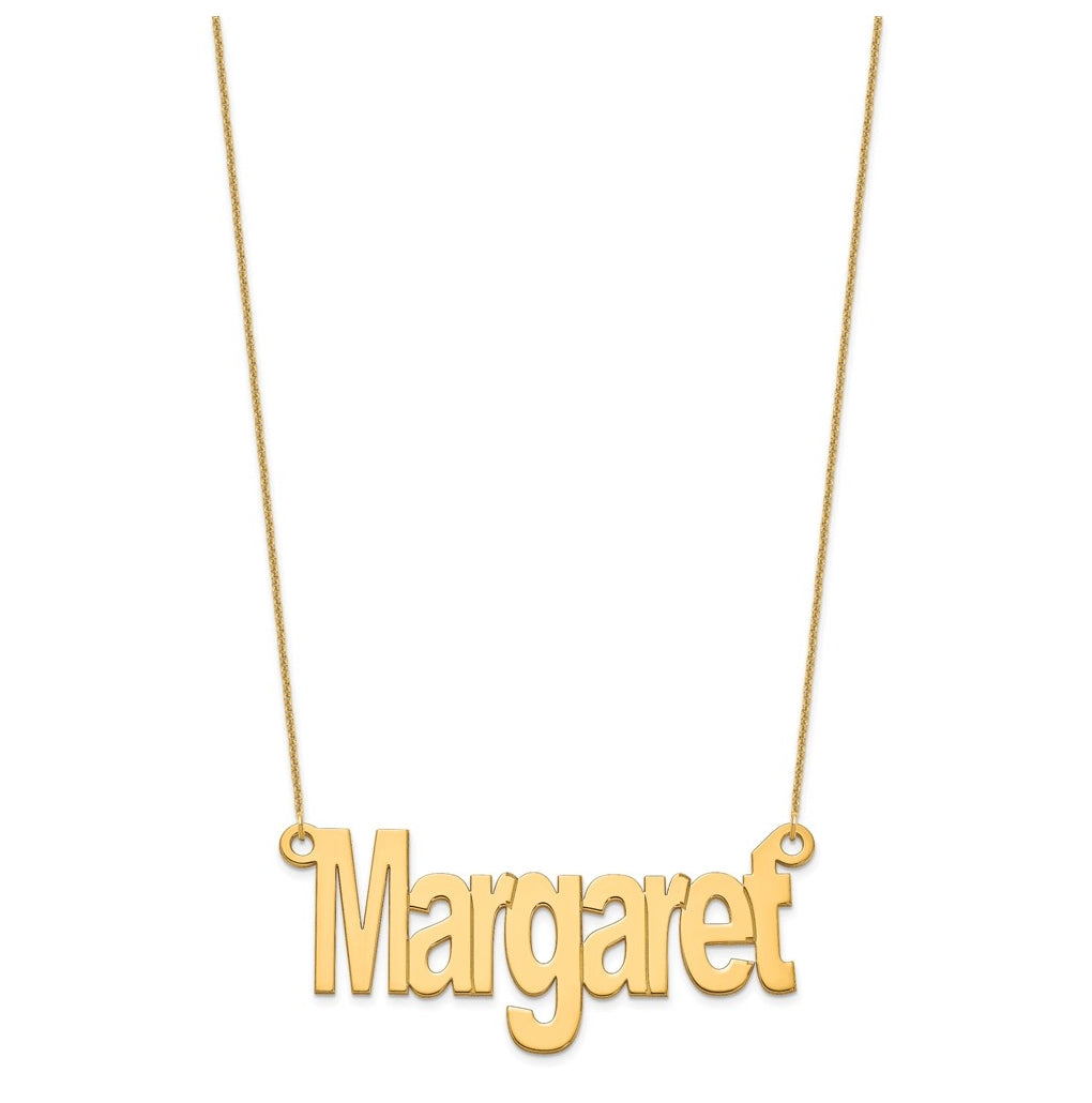 10k Yellow Or White Gold Large Name Plate Necklace – Elegant Jewelry Gift for Birthday, Anniversary, Engagement, Wedding
