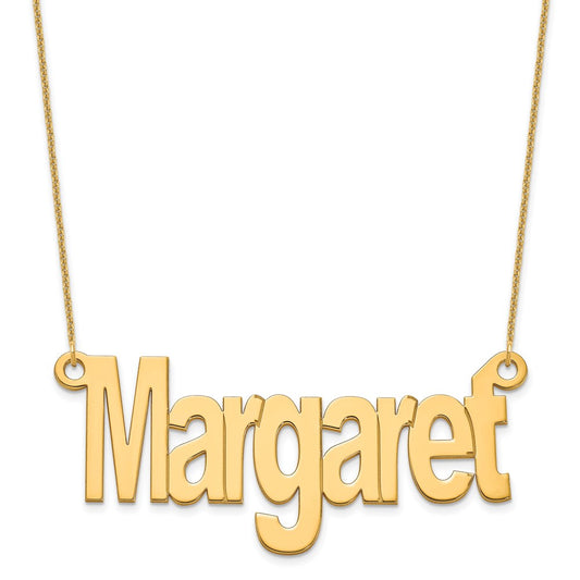 10K Yellow Gold Large Name Plate Necklace