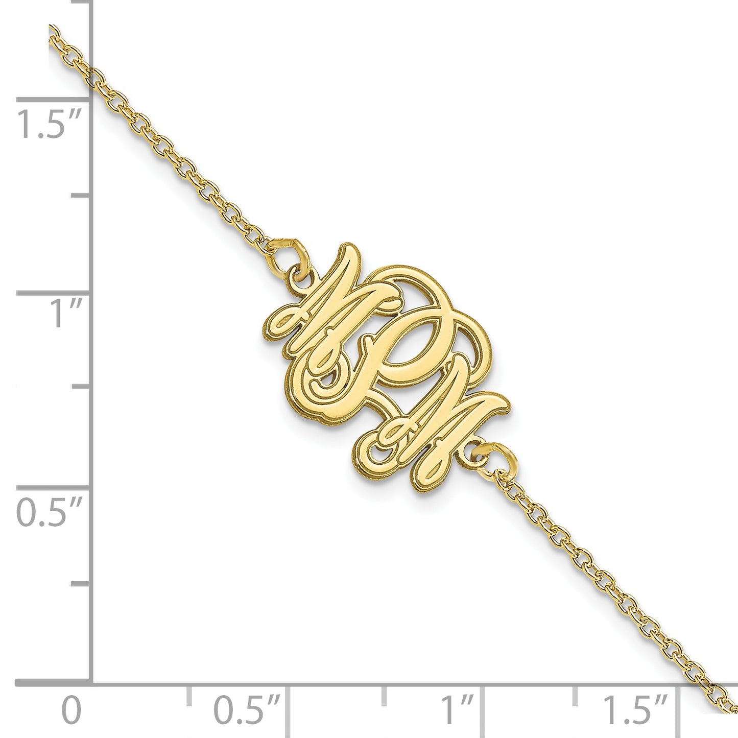 10K Yellow Gold Etched Outline Monogram Bracelet