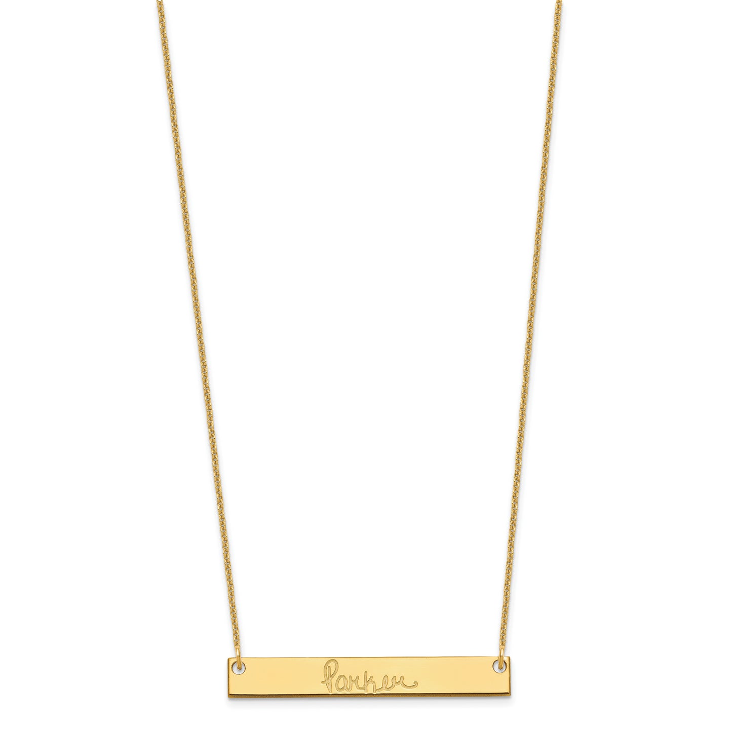 10K Yellow Gold Medium Polished Signature Bar Necklace