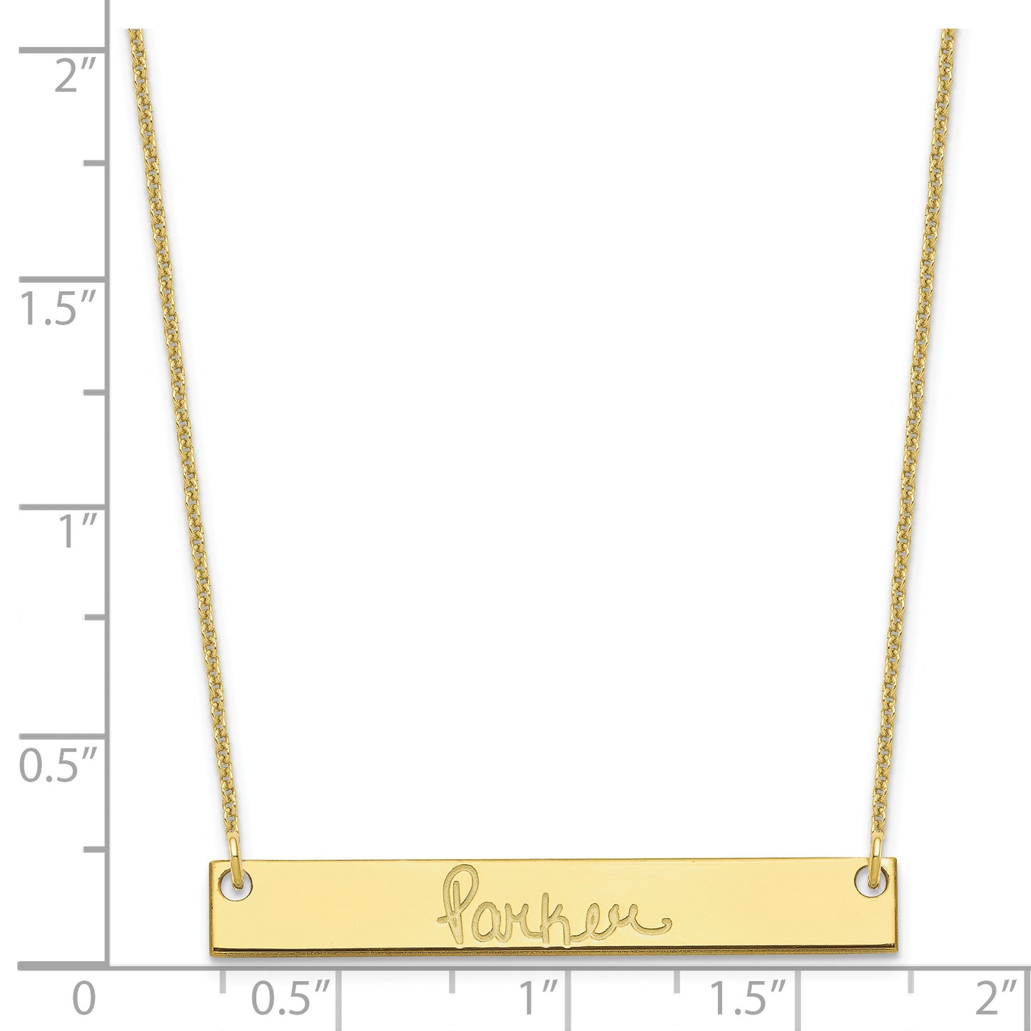 10K Yellow Gold Medium Polished Signature Bar Necklace