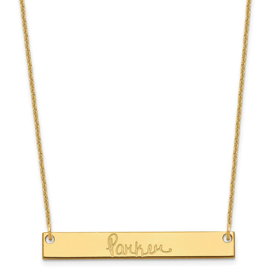 10K Yellow Gold Medium Polished Signature Bar Necklace