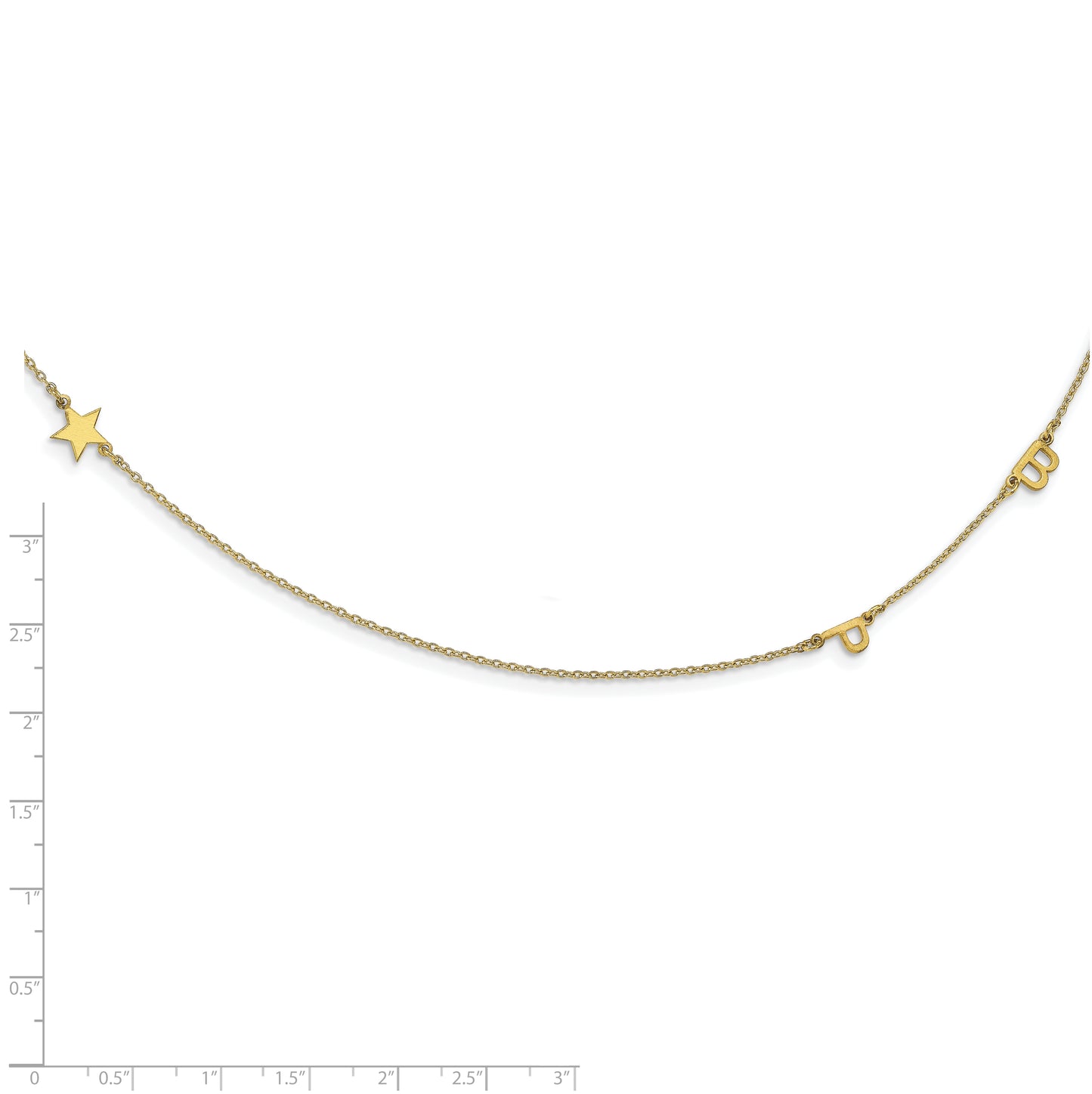 10K Yellow Gold 3 Initial/Symbol Brushed Finish Necklace