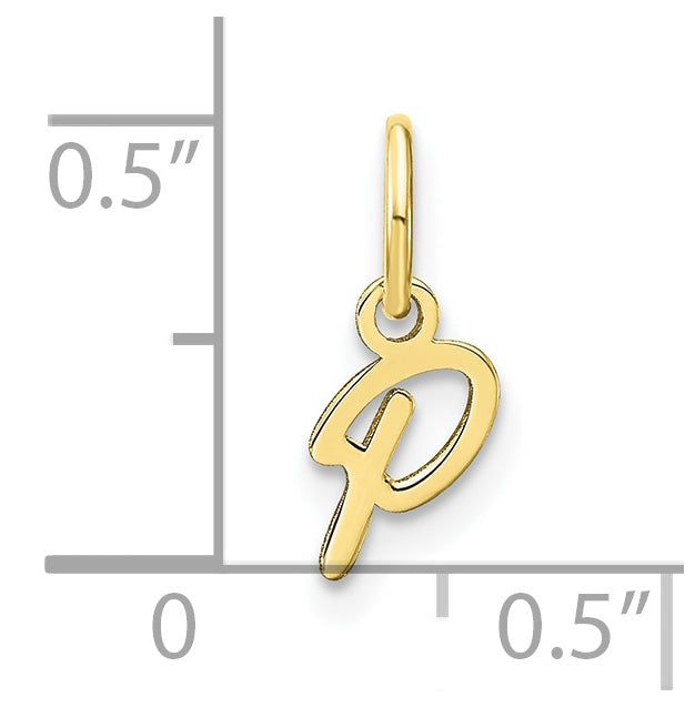 10K Yellow Gold Upper case Letter P Initial Charm