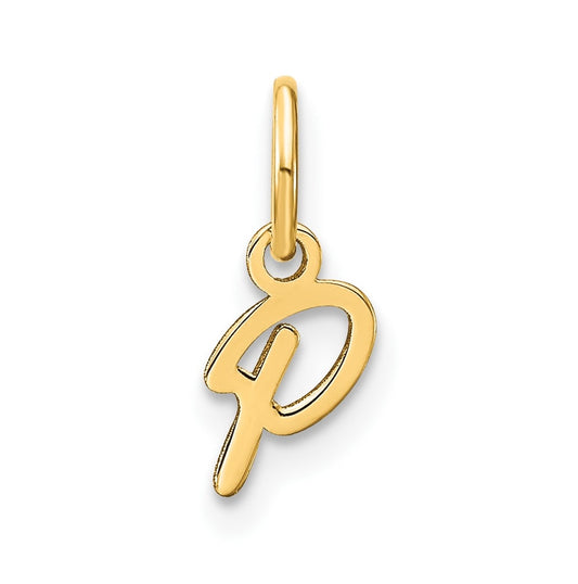 10K Yellow Gold Upper case Letter P Initial Charm