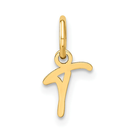 10K Yellow Gold Upper case Letter T Initial Charm