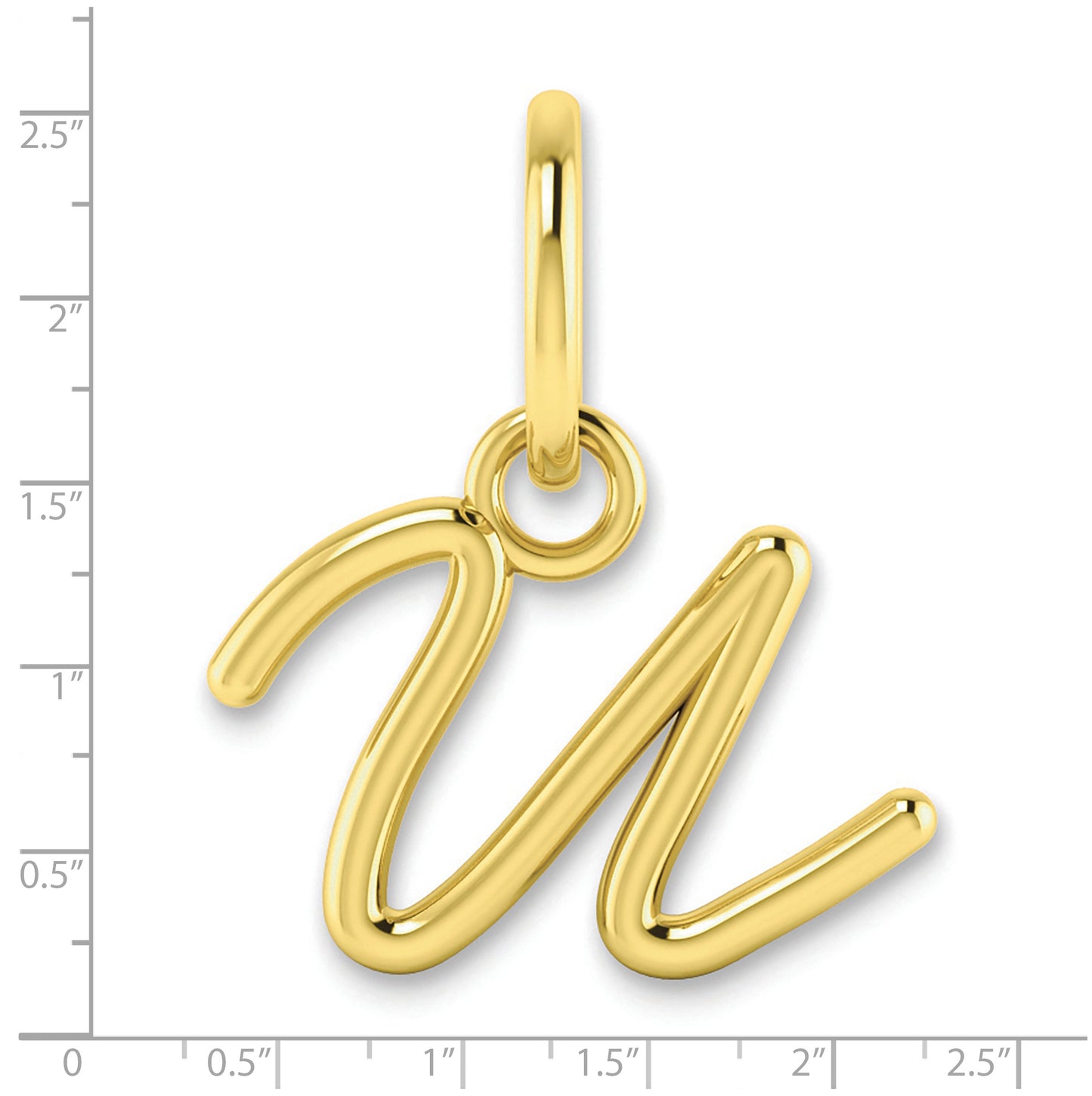 10K Yellow Gold Upper case Letter U Initial Charm