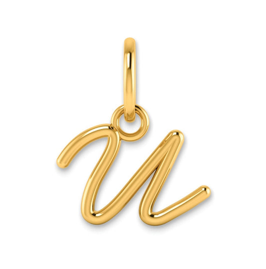 10K Yellow Gold Upper case Letter U Initial Charm