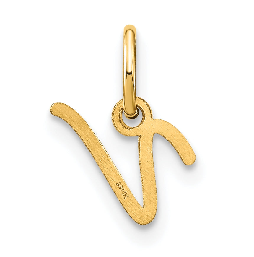 10K Yellow Gold Upper case Letter V Initial Charm