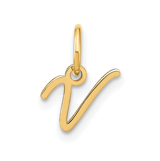 10K Yellow Gold Upper case Letter V Initial Charm