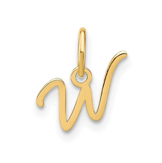 10K Yellow Gold Upper case Letter W Initial Charm