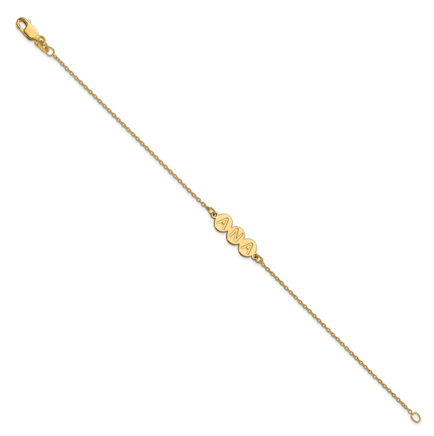 10K Yellow Gold 3 Letter Bubble Bracelet