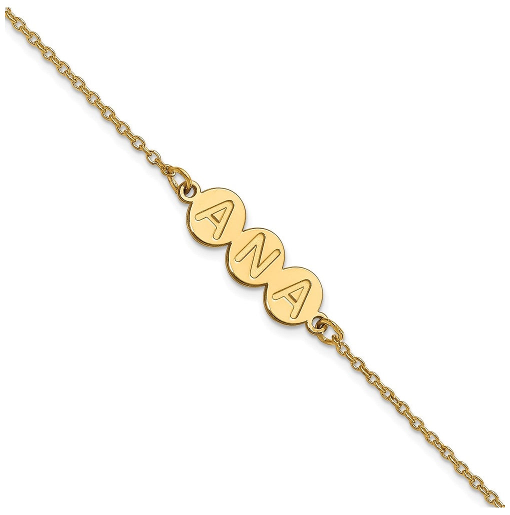 10K Yellow Gold 3 Letter Bubble Bracelet