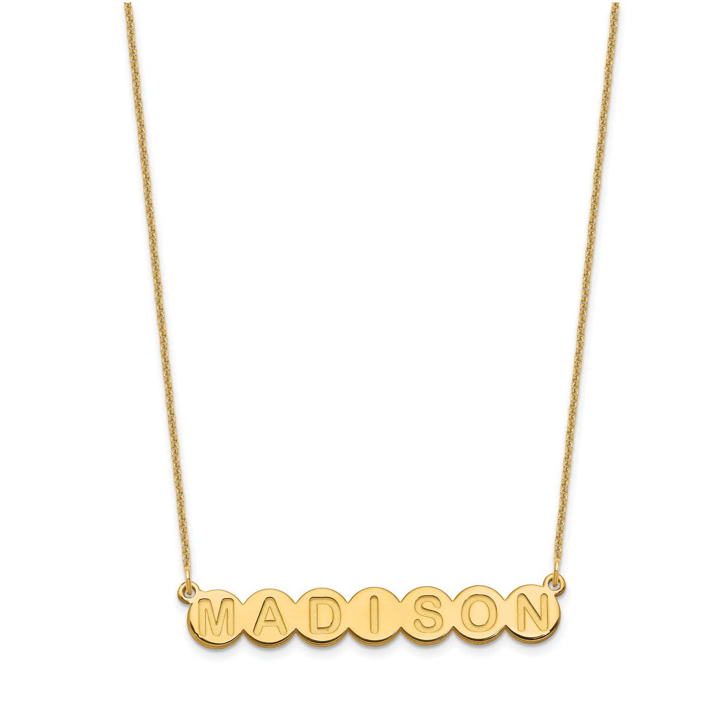 10K Yellow Gold 7 Letter Bubble Necklace