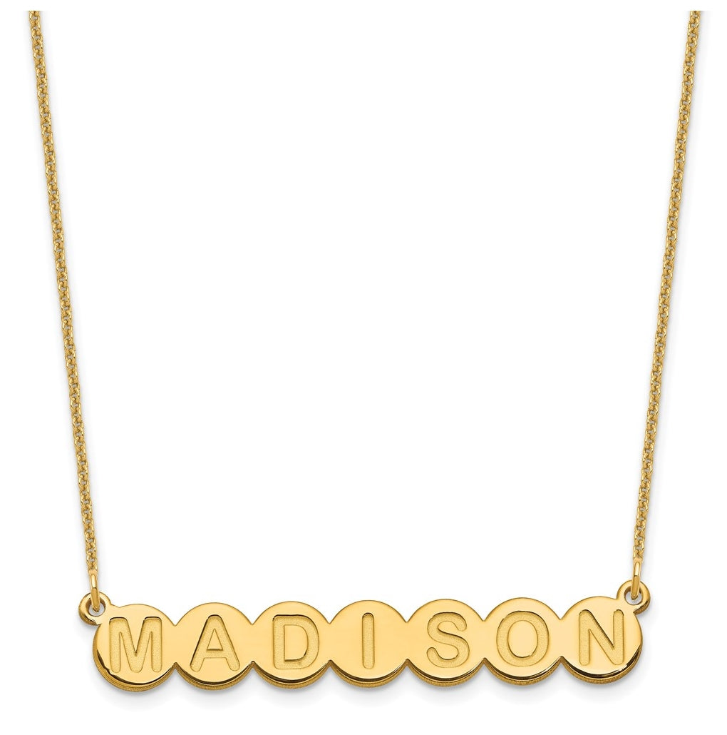 10K Yellow Gold 7 Letter Bubble Necklace