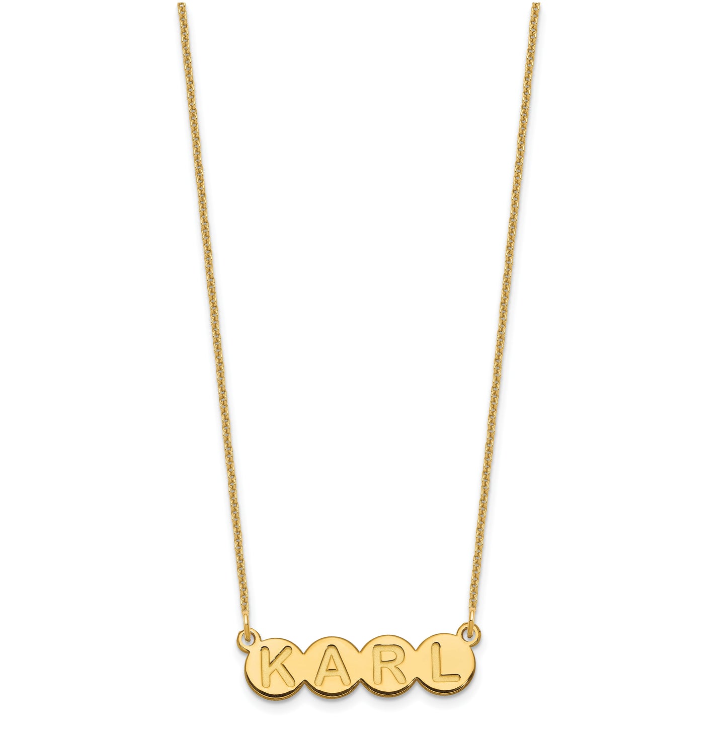 10K Yellow Gold 4 Letter Bubble Necklace