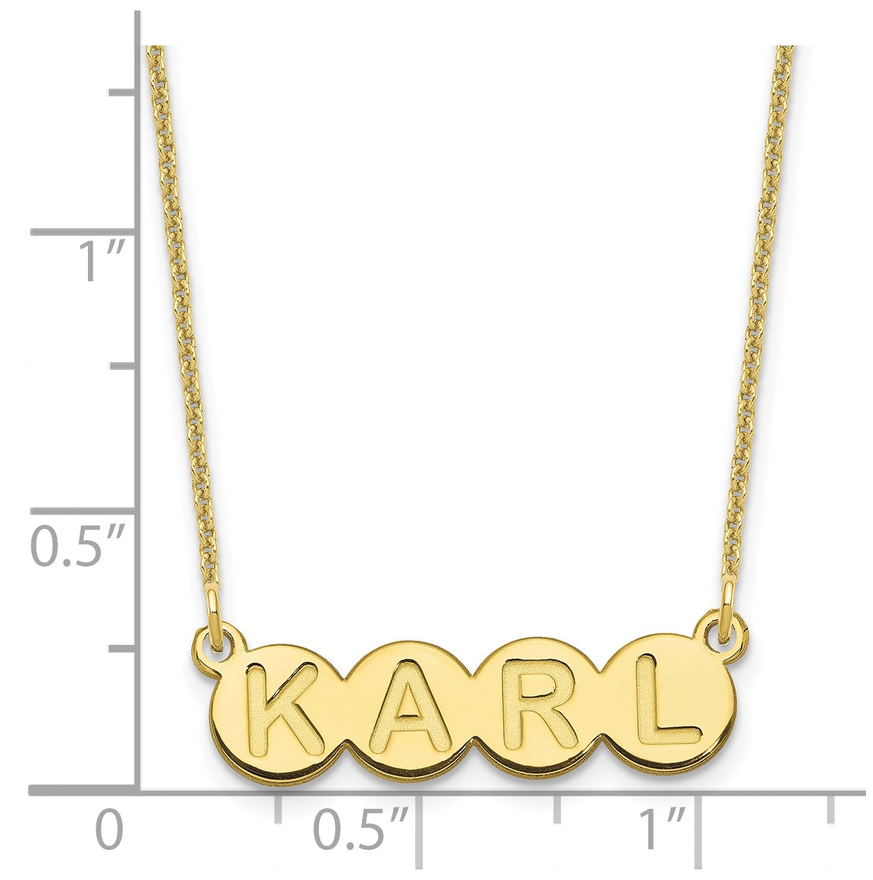 10K Yellow Gold 4 Letter Bubble Necklace