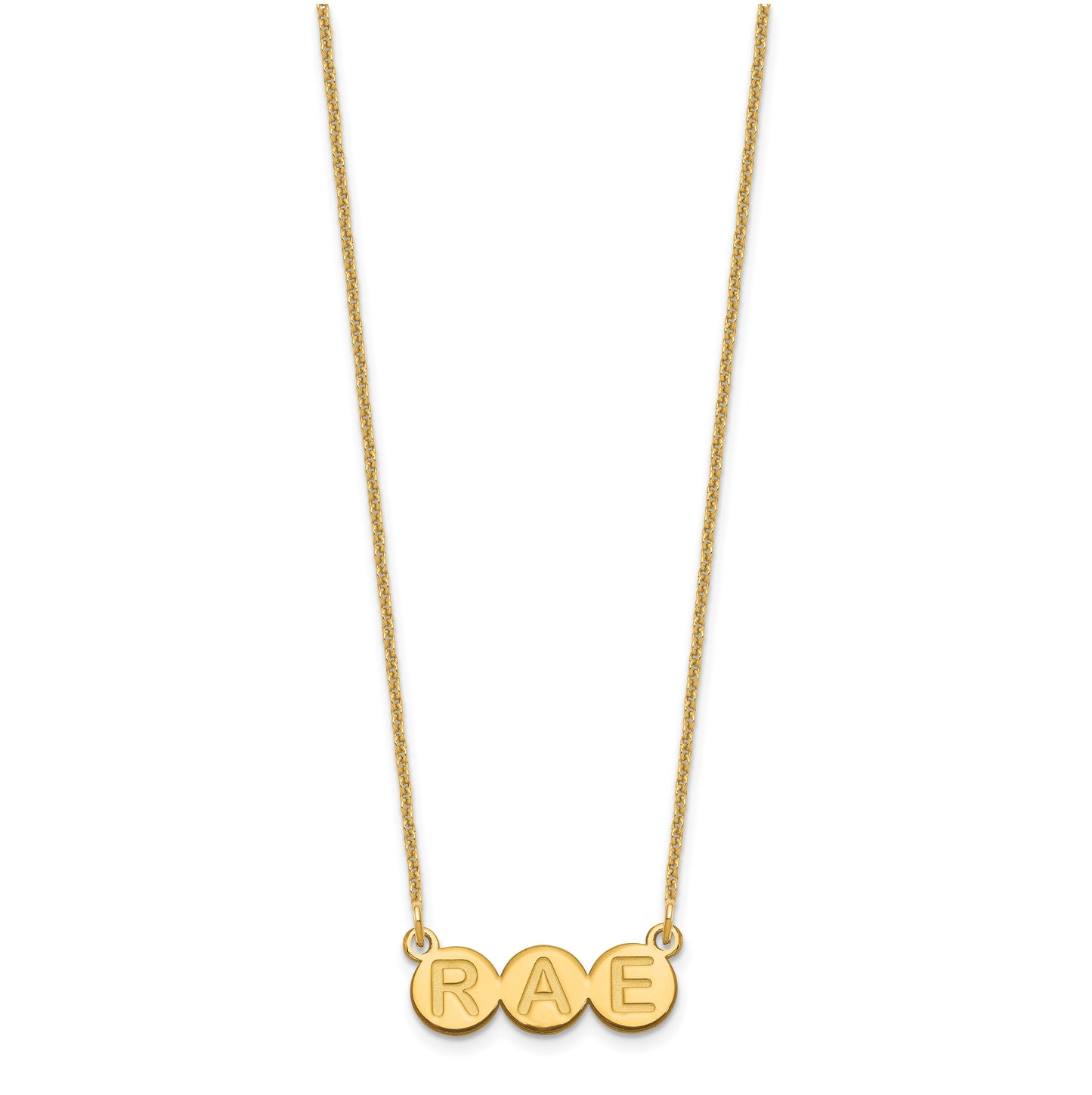 10K Yellow Gold 3 Letter Bubble Necklace