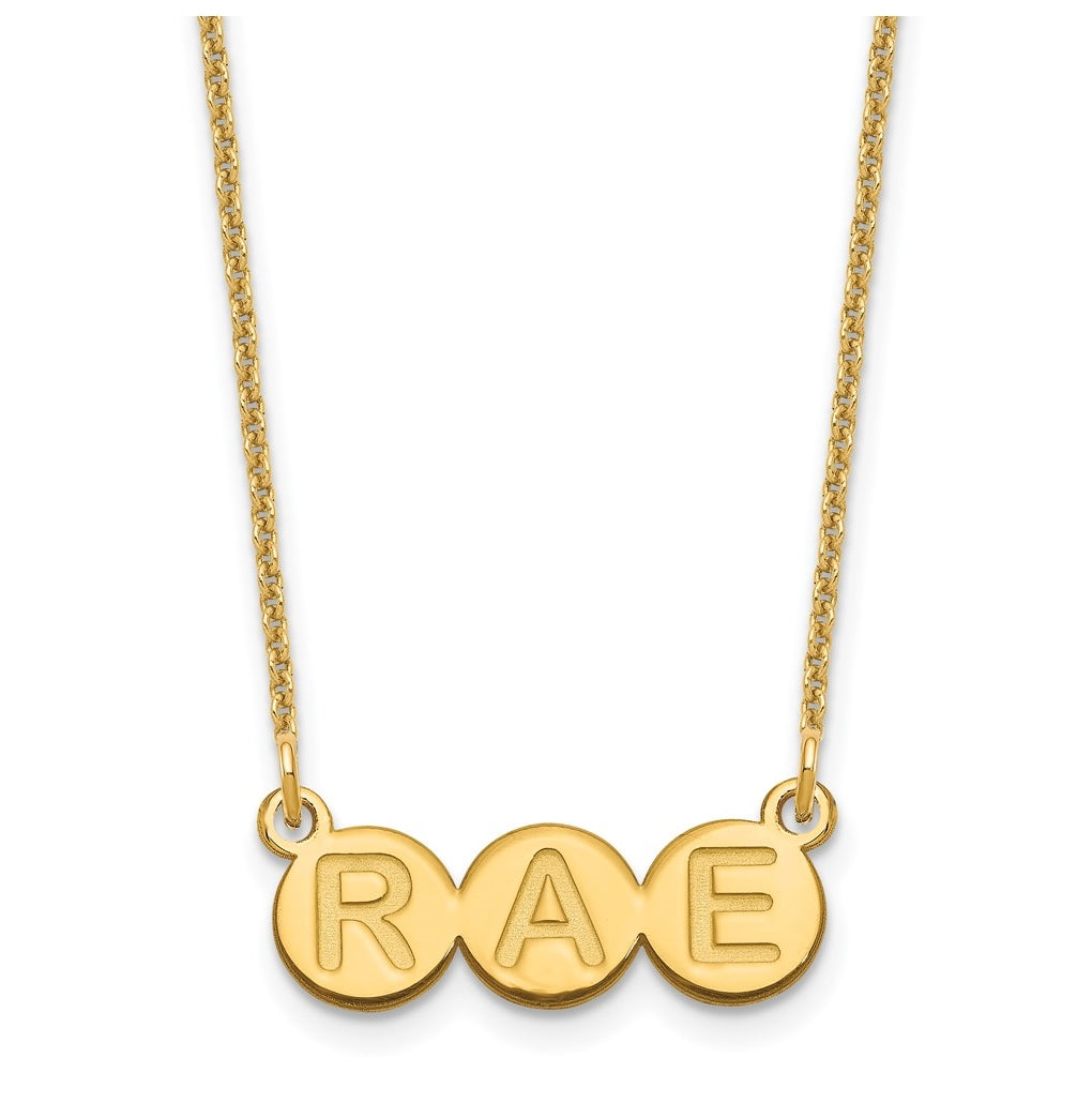 10K Yellow Gold 3 Letter Bubble Necklace